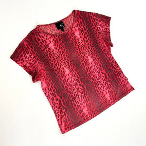 y2k Cavalli red and black leopard print short sleeve top